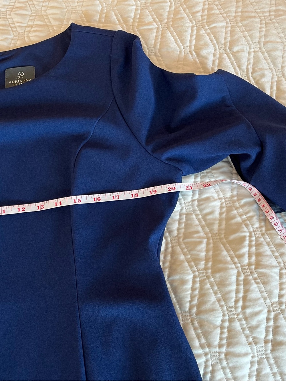 Adrianna Papell Navy Blue Midi Dress with Tiered Bell Sleeves - Picture 10 of 13